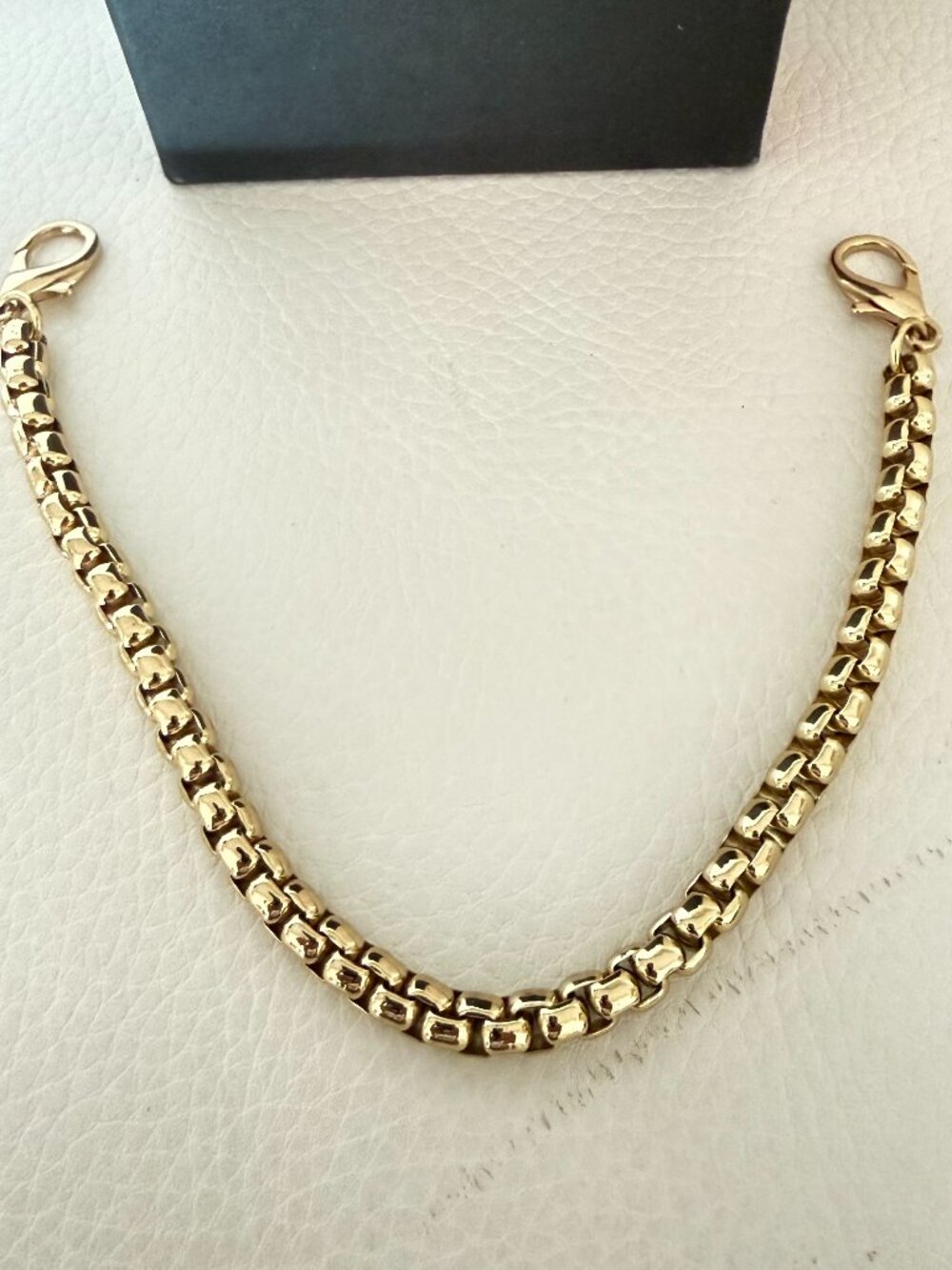 LOREN HATCH GOLD TONE HEAVY ROUNDED BOX CHAIN HANDBAG STRAP 10" CHARM / EXTENDER